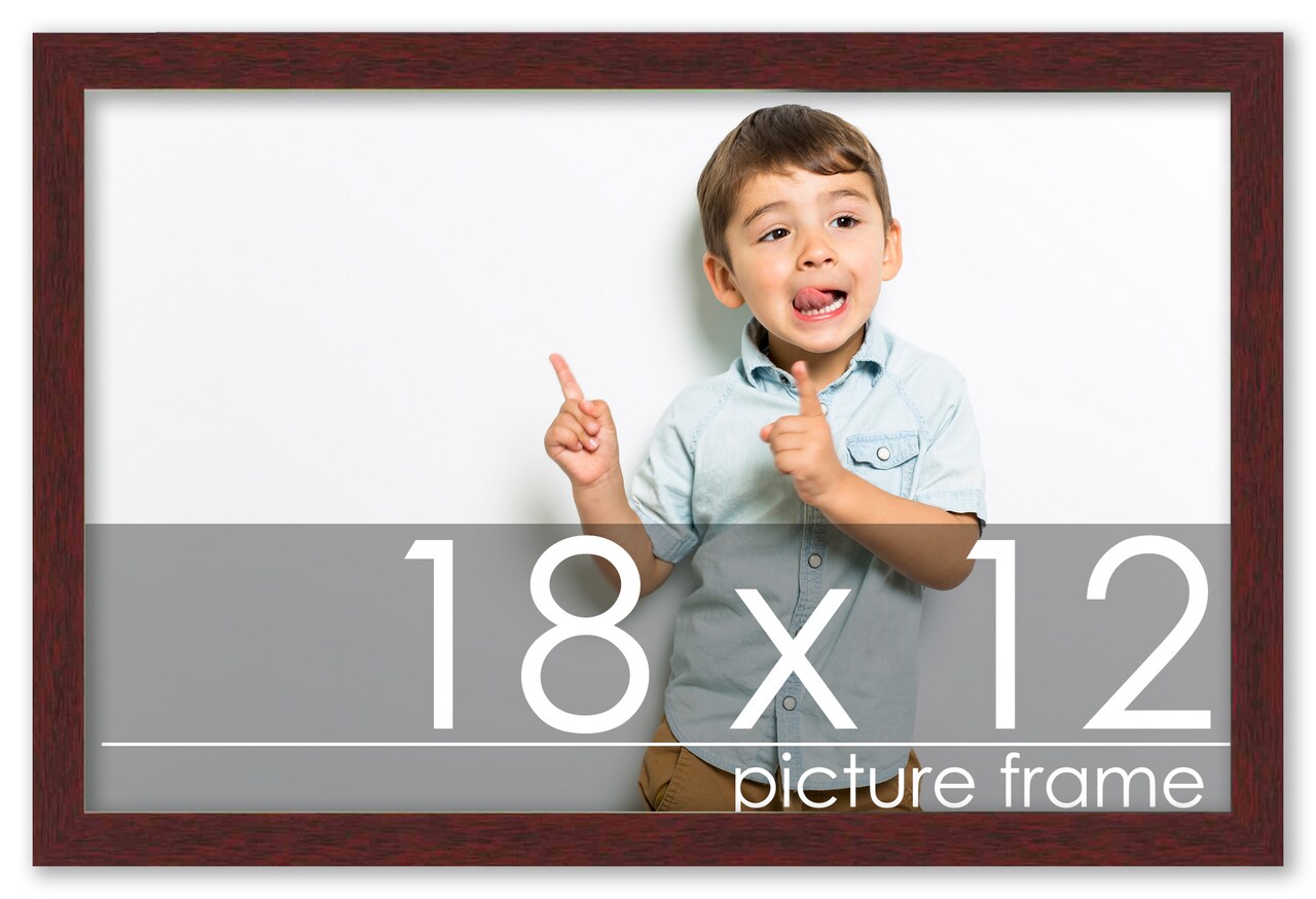 18x12 Solid Wood Picture Frame with UV-Resistant Acrylic & Acid-Free Backing, Available in 6 Finishes: Matte Black, Matte White, Metallic Bronze, Silver, Natural Wood Grain & Mahogany